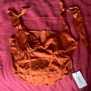 Rust corset top with bows